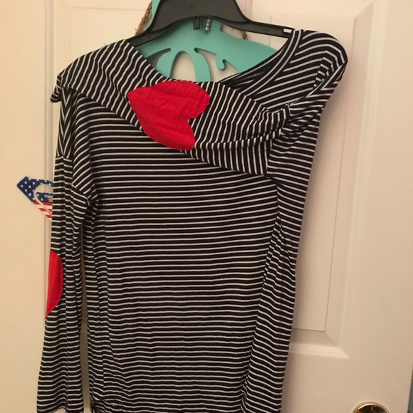 miami Tops - Striped long sleeve with heart elbow patches